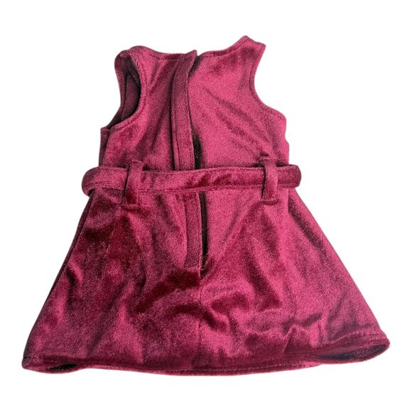 American Girl Julie Christmas Dress & Belt Cranberry Red Crushed Velvet Jumper - Picture 3 of 5